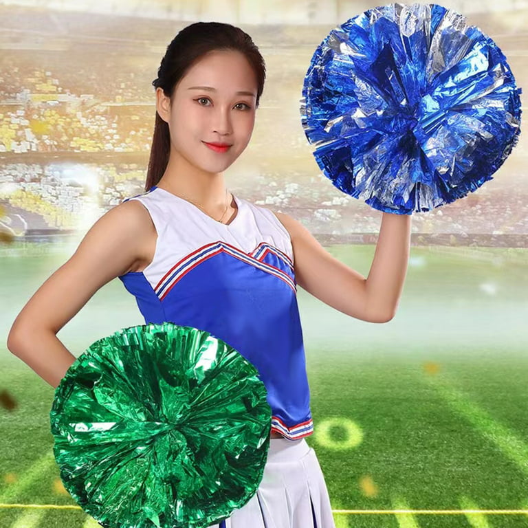2 Pcs Cheerleading Pom Poms and Large Cheer Hair Bow for Girl, Metallic  Cheerleader Pom Poms for Softball Dance Cheer