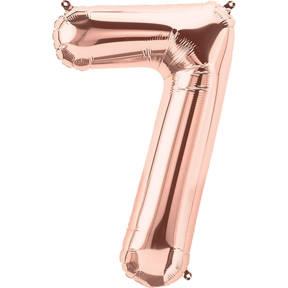34 inch Number 7 - Northstar - Rose Gold Foil Mylar Balloon - Party Supplies Decorations