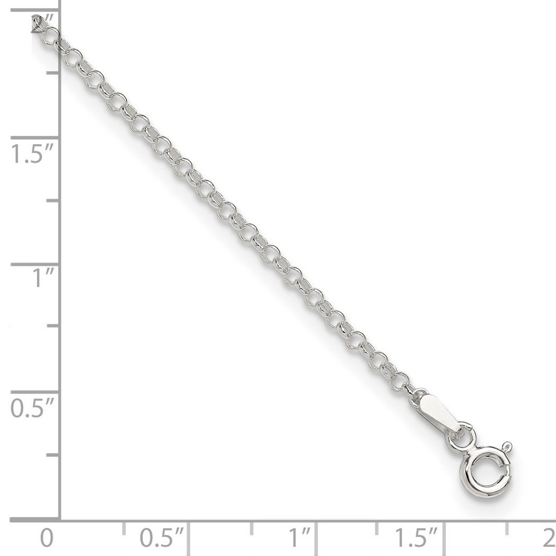 925 Sterling Silver 2mm Rolo Chain Anklet 9 Inch Spring-Ring Anklet for Women and Men - 1.7 Grams