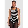 thumbnail image 2 of Women's Striped Sleeveless Thong Bodysuit, 2 of 4