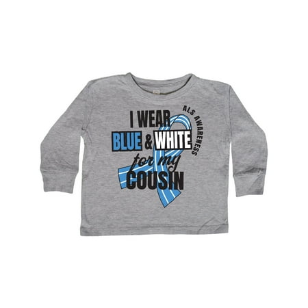 

Inktastic I Wear Blue and White For My Cousin ALS Awareness Gift Toddler Boy or Toddler Girl Long Sleeve T-Shirt