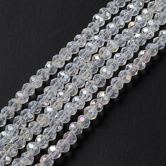 10Strand Crystal Glass Rondelle Beads Strands Faceted AB Color Clear AB 3.5~3.8x2.5~3mm Hole: 1mm 113~115pcs/strand 32~33cm