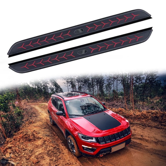 2Pcs Aluminum Running Boards Fit for Jeep Compass 2017 2018 2019 2020 2021 2022 2023 2024 2025 Fixed Nerf Bars Side Steps with Brackets (13)