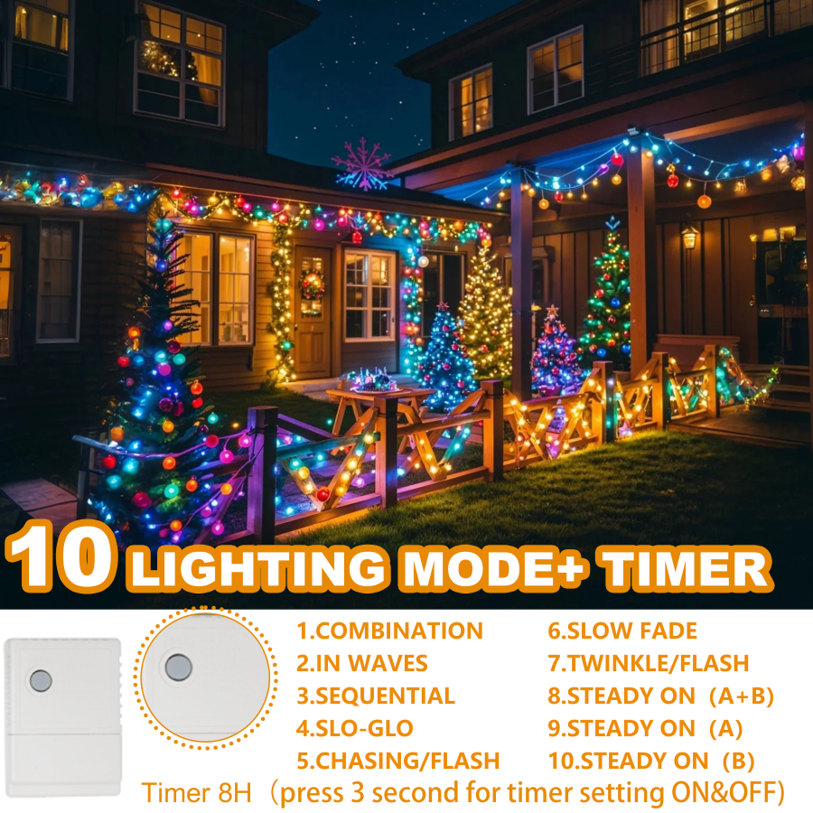 750 LED String Lights Cluster Lights - 41ft Multicolor White Wire Outdoor Waterproof Lights, Plug in Indoor String Lights with 8 Modes & Timer Memory for Xmas, Christmas Tree
