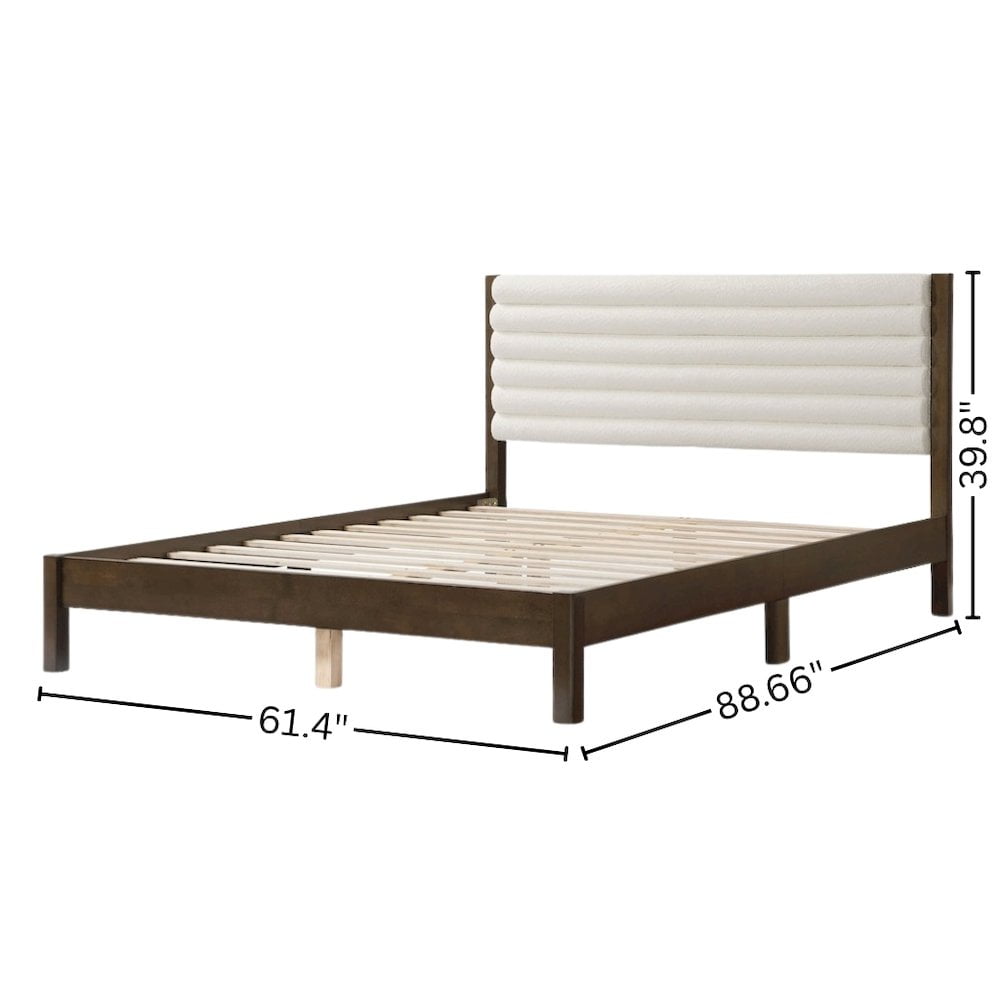 Starlight Canyon Home White Boucle Upholstered Queen Bed Frame with Headboard - Modern Design