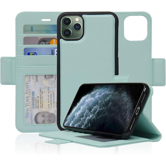 Detachable Magnetic Wallet Case with RFID Protection Compatible for iPhone 11 Pro Max [6.5 inch] [Vajio Series] - Mint
