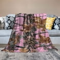 thumbnail image 2 of Nawypu   Blanket Throw Comfort Warmth Soft Cozy Air Conditioning Easy Care Machine Wash Camo Trees Pink, 2 of 6