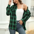 thumbnail image 6 of YODETEY No Boundaries Women's Flannel Shirt With Long Sleeve, Plus Size Womens Plaid Flannel Button Down Shirts, Green B Women's Plus L, 6 of 8