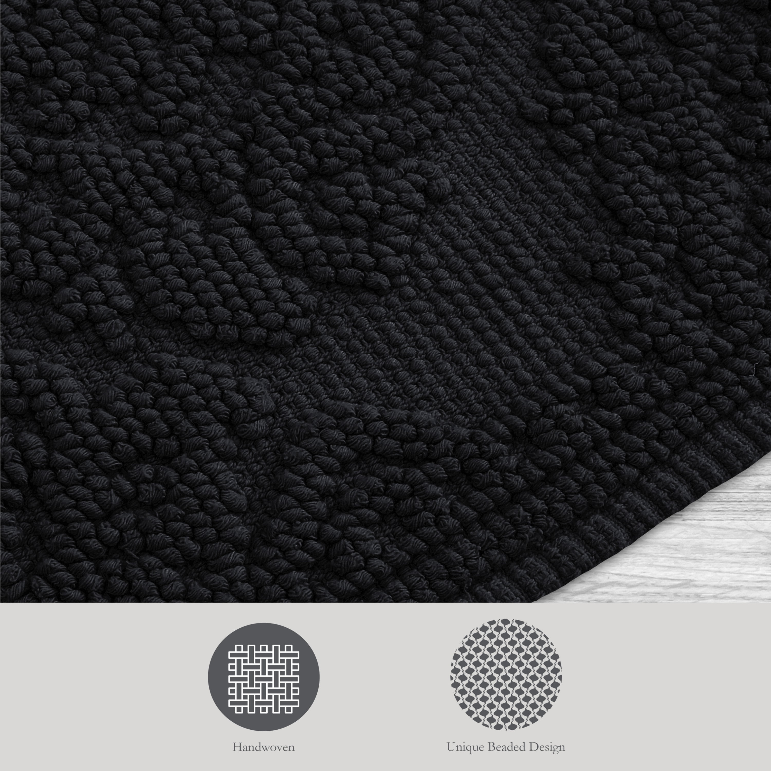 Jean Pierre Ricardo Cotton Fringe 27 x 45 in. Bath Rug, Black
