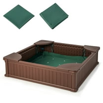 Infans Kids Outdoor Sandbox 48.5" x 48.5" x 12.5" Large HDPE Sandpit with Oxford Cover