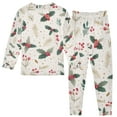 thumbnail image 3 of Boys Pajamas Girls Pajama Berry Holly Leaves Cute Comfortable Cotton Two-piece Pajama Set, 3 of 7
