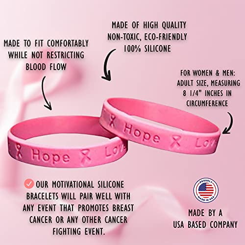 Fundraising for a Cause Pink Ribbon Silicone Awareness Bracelets Donation Rubber Bracelet Breast Cancer Awareness Accessories Wristbands and