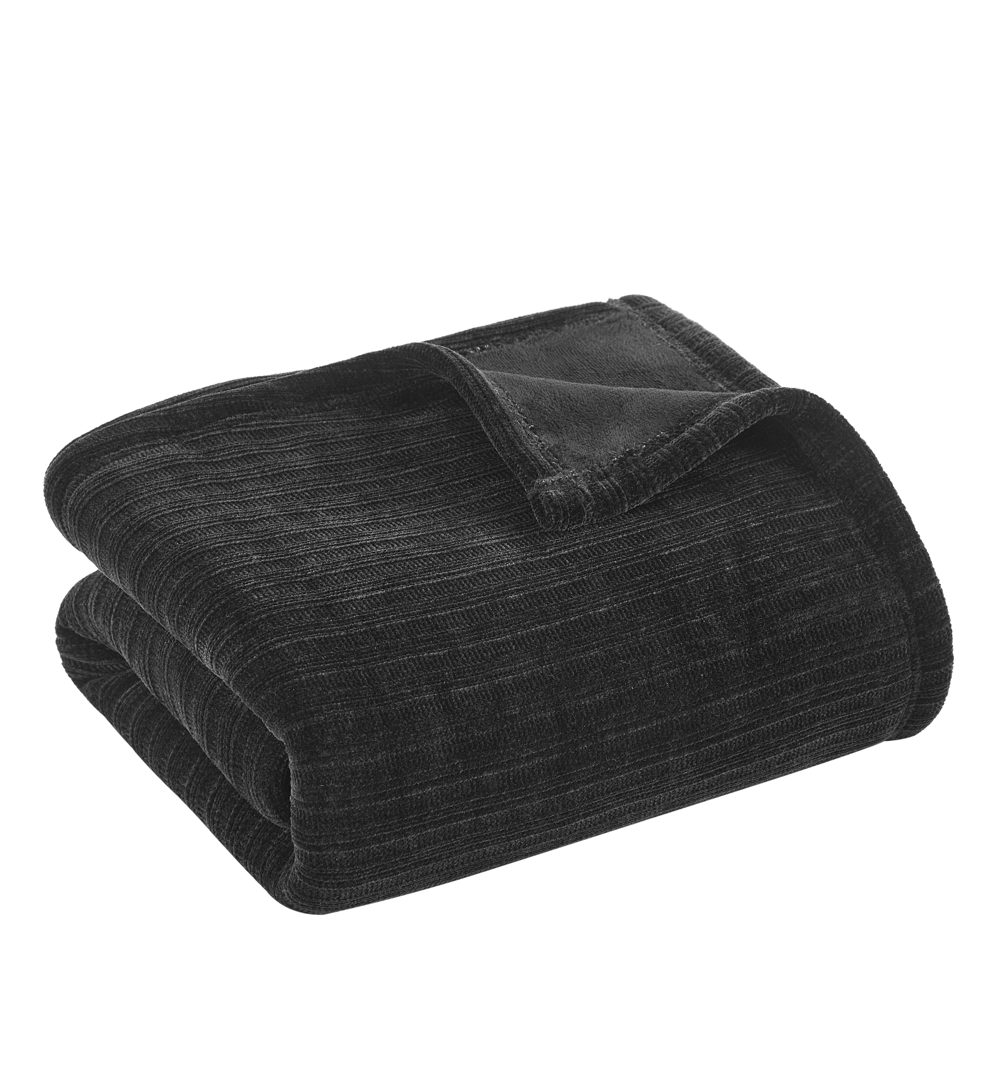 Mainstays Cozy Chenille Reverse to Plush Soft Couch Throw, Rich Black, Standard Size