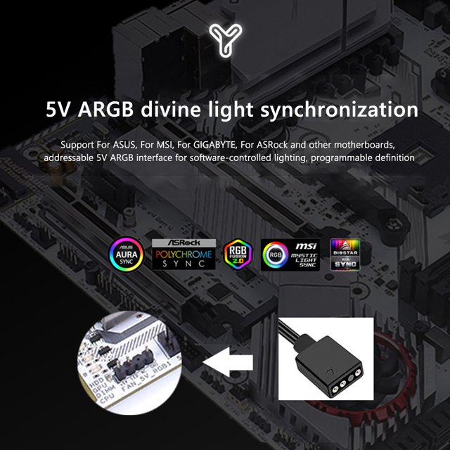 Enfriador De Cpu Enfriador de CPU de 120 mm 5V 3Pin ARGB Sync Cooler Fan 12V 4 Pin PWM (Positivo negro) Ndcxsfigh Para estrenar
