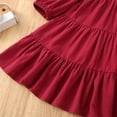 thumbnail image 6 of XXWXYD Little Girls Dress Long Sleeve Square Neck Solid Multi Tier A Line Big Swing Dresses Fall Spring Casual Church Par𝗍y Princess Flared Gown 2 to 7 Years Formal, 6 of 9