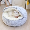 thumbnail image 5 of Pet Dog Cat Calming Bed for Indoor Cats Round Plush Kitten Warm Sleeping Nest Bed Cat Igloo Cave House, 5 of 8