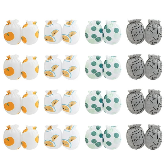 TELOLY 16Pcs Baby Mittens,Snug Hand Protection Baby Mittens Newborn,Whimsical Cartoon Aesthetic Baby Mittens 0-6 Months,Style1