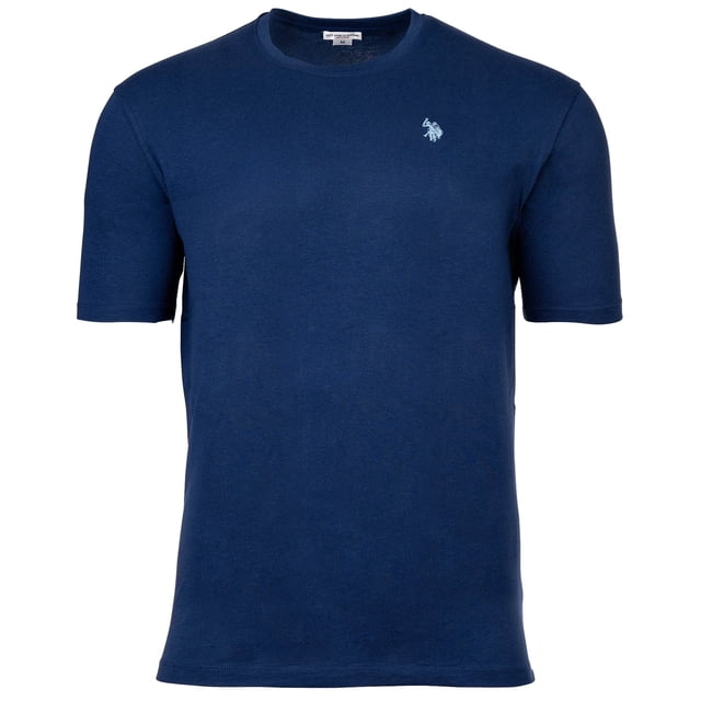 U.S. POLO ASSN. Camiseta para hombre - Jersey cardado, cuello redondo, logotipo bordado, algodón Azul medio 3XL (XXX-Large)