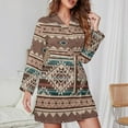 thumbnail image 3 of Southwest Native Aztec Night Robe Long Sleeve V Neck Robe With Belt Women's Sleepwear Dresses, 3 of 9