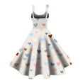 thumbnail image 4 of Women Valentines Day A Line Dress with Adjustable Spaghetti Straps Vintage Inspired Fit and Flare Beige M, 4 of 6