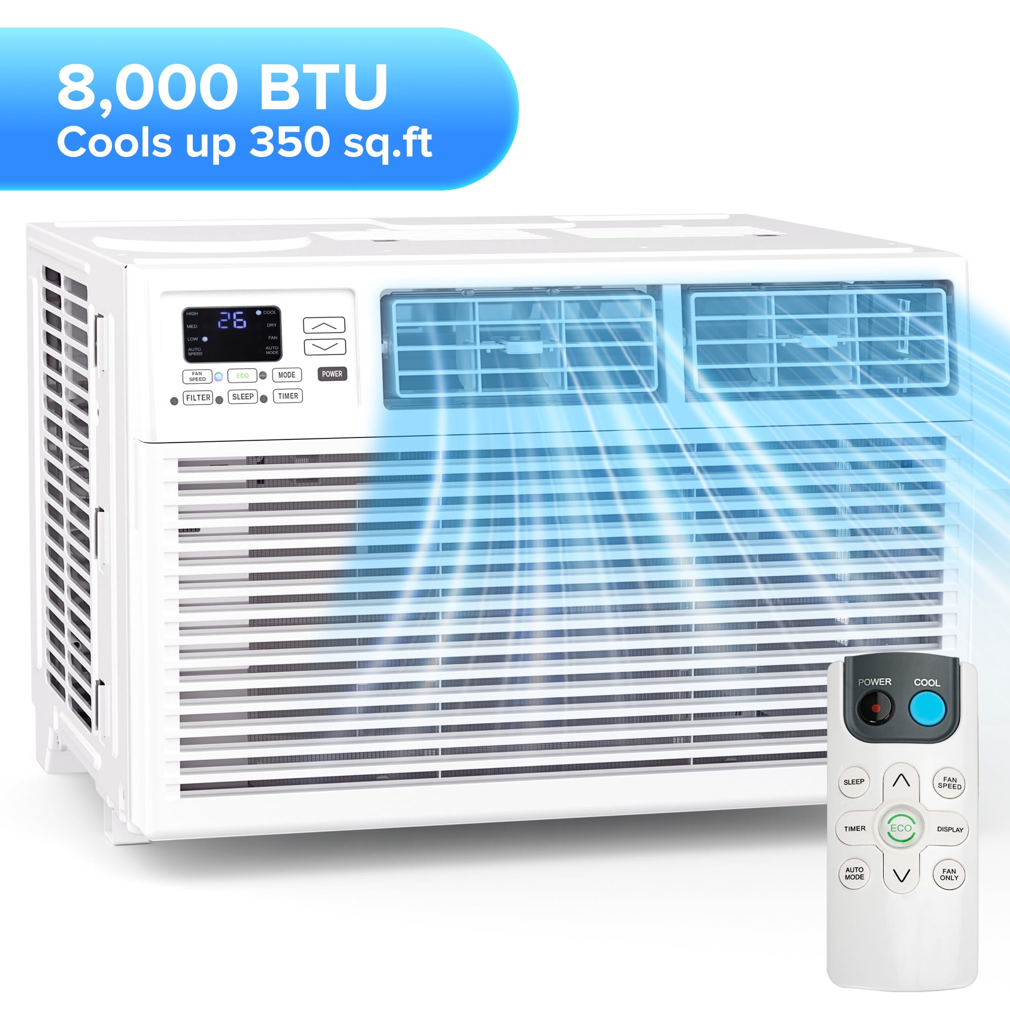 KISSAIR Window Air Conditioner, for Small Room AC Unit air conditioner Easy Installation, Cools up to 350 Sq. Ft