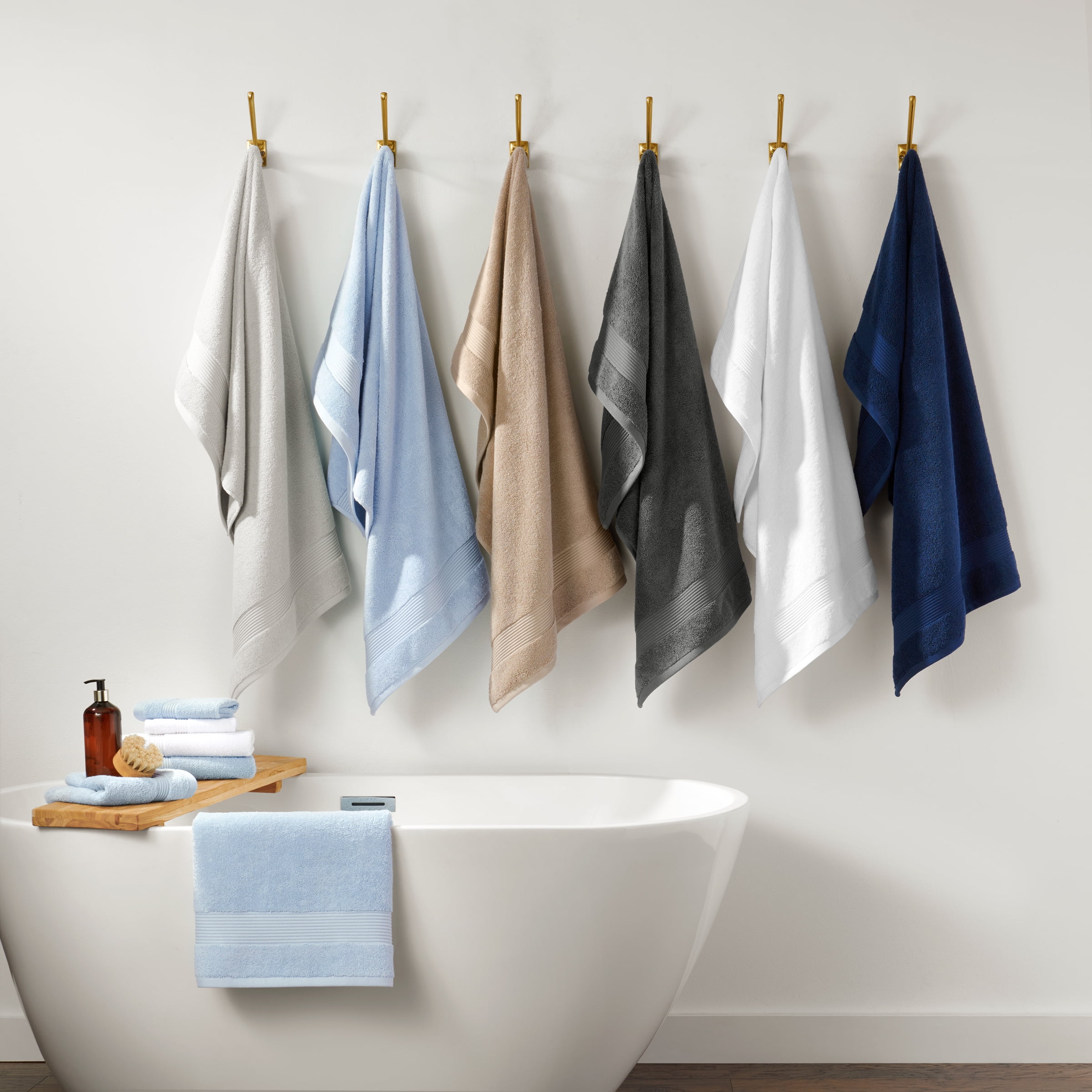 Host & Home Cotton 6-Piece Bath Towel Set - Soft & Absorbent - Light Grey