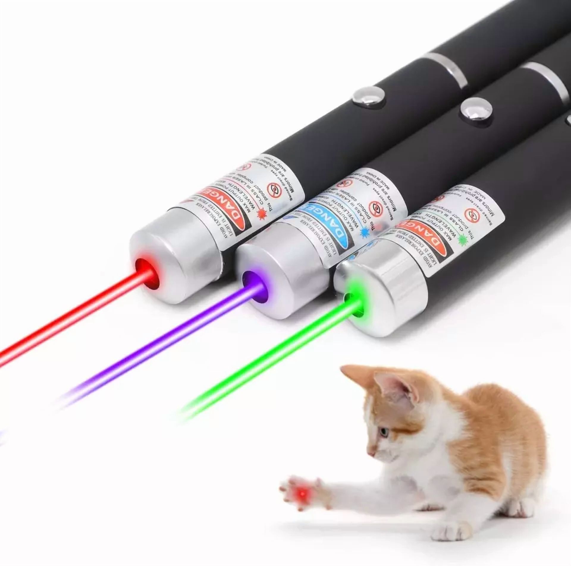 CRESTIN- 3 Packs 900Mile Laser Pointer Pen Green Blue Red Light Visible Beam Lazer