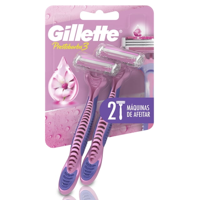 Rastrillo para Mujer Gillette Prestobarba3 con 3 Hojas para Depilar al Ras 2 pzas