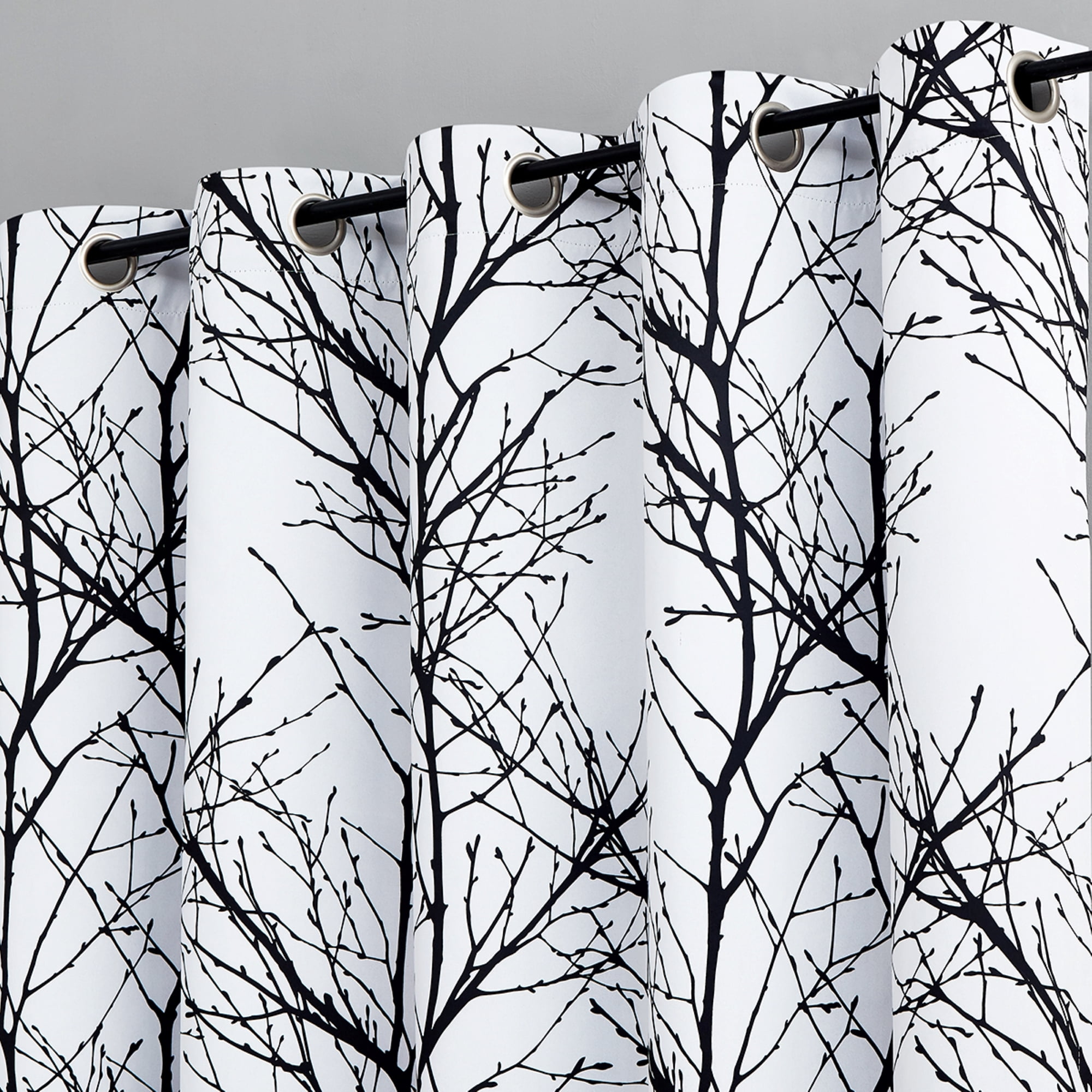 Decoultimatex Shabby Chic Black Modern Tree Branch Curtains Grommet Blackout Curtains, 52 x 84 in