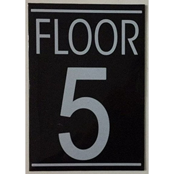 FLOOR 5 SIGN (BLACK 5.75X4)