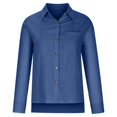 thumbnail image 4 of Scyoekwg Womens Button Down Shirt Comfy Long Sleeve Shirts V Neck Lapel 2024 Fashion Button Shirts Fall Solid Color Long Sleeve Lightweight Loose Casual Pullover Blue XXXL, 4 of 8