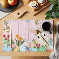 thumbnail image 2 of Easter Bunny Placemats Set of 8, Spring Watercolor Eggs Flower Wood Grain Pink Placemats for Dining Table, Place Mats for Kitchen Tabletop, Waterproof Wipeable Dining Table Mats Set, 2 of 9
