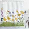 thumbnail image 1 of Garden Art Shower Curtain, Artistic Hand-Drawn Sketch of Lively Summer Garden with Birds and Wildflowers, Fabric Bathroom Set with Hooks, 69W X 84L Inches Extra Long, Multicolor, by Ambesonne, 1 of 3