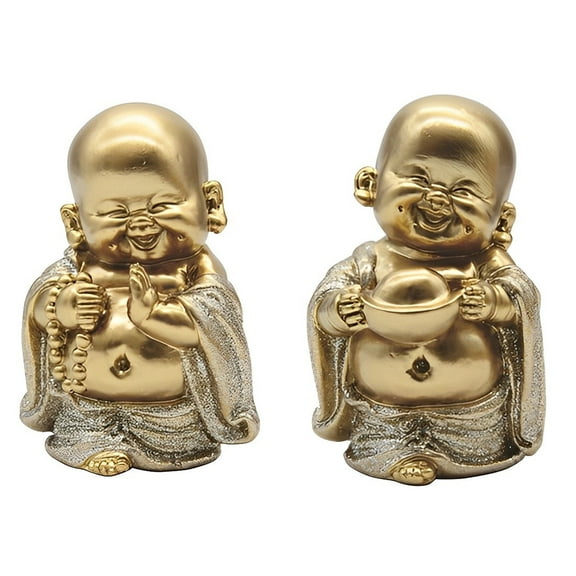 FC Design 2-PC Miniature Maitreya Buddha in Gold and Silver 4"H Figurine Set Statue Sculpture Ornament Decoration Home/Room Decor and Unique Gift Ideas for Housewarming, Holidays and Birthdays