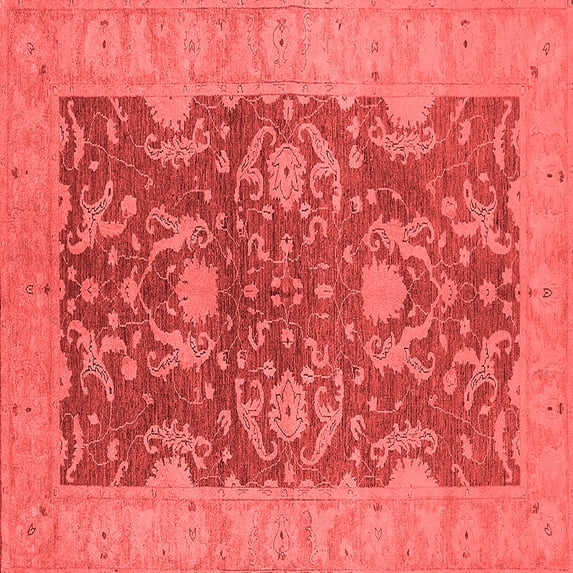 Ahgly Company Indoor Square Oriental Red Industrial Area Rugs, 4' Square