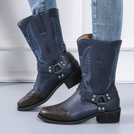 

Women s Printing Square Head Side Zipper Autumn Fashion Low-heeled Shoes