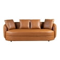 thumbnail image 3 of Perten Japandi Style Mid-Century Modern Living Room Leather Sofa in Cognac Tan, 3 of 6