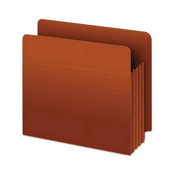 Heavy-Duty End Tab File Pockets 3.5" Expansion, Letter Size, Red Fiber, 10/Box