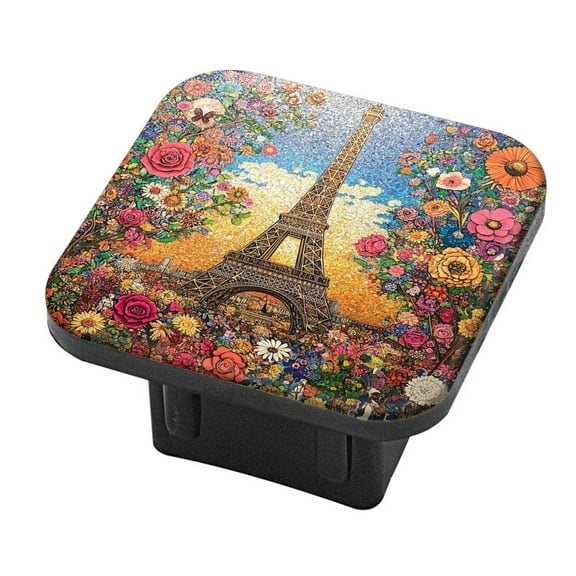 Hitch Cover Fits For 2-Inch Hitch,Enchanting Painting Of Romantic Paris Eiffel Tower With Rose Flowersrubber Trailer Hitch Cover Tube Plug Insert,Car Exterior Accessories, Receiver Tube Hitch Plug