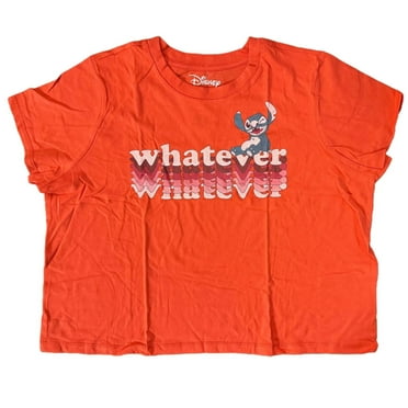 Disney Lilo & Stitch Plus Size Women's "Whatever" Coral Cropped T-Shirt (1X)