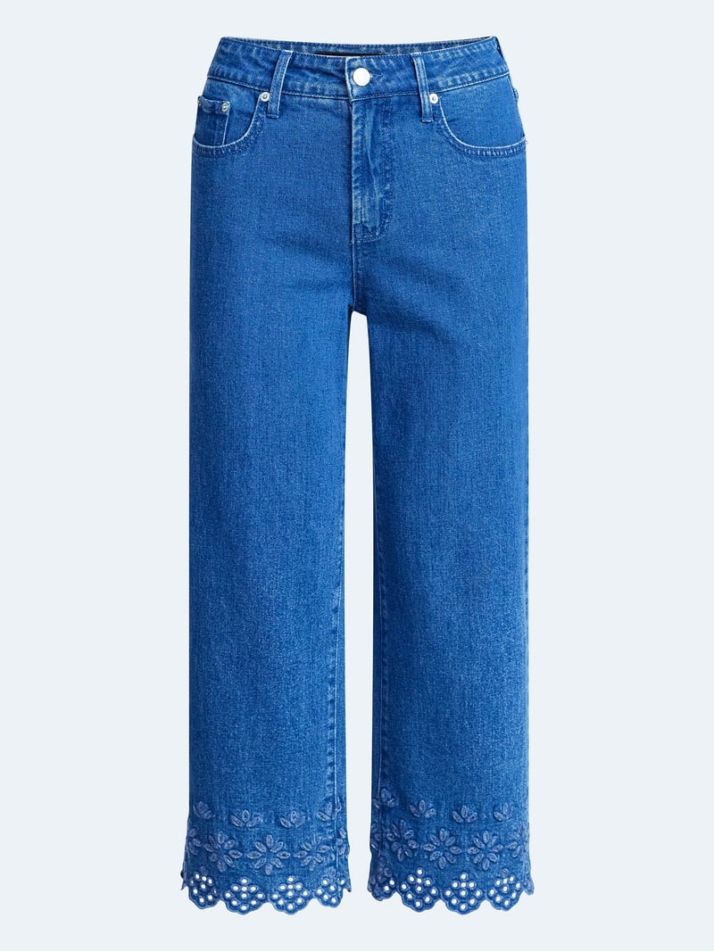 Free Assembly Women's and Women's Plus Embroidered Eyelet Cropped