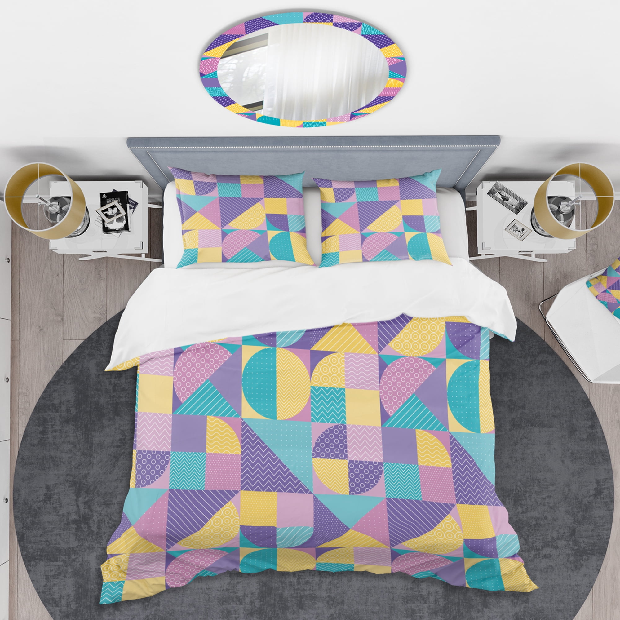 Designart 'Geometrical Pastel Abstract I' Mid-Century Modern Duvet Cover Set