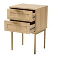 thumbnail image 3 of Baxton Studio Dewitt Japandi Light Brown Finished Wood and Gold Metal 2-Drawer End Table, 3 of 10