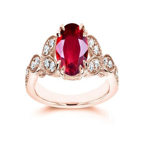 Limited Time Sale: 1.25 Carat Red Ruby and Diamond Engagement Ring in 10k Rose Gold for Women on Sale