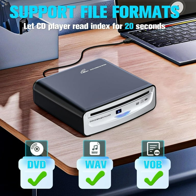 Universele Draagbare Externe CD Speler Voor Auto, TV & Laptop Met USB Type C Aux Poorten Compatibel Met De Meeste Voertuigen En Apparaten