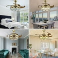 thumbnail image 3 of 36 inches Stained Glass Ceiling Fan with Light and Remote Control,Antique Indoor Down Rod Reversible Chandelier Ceiling Fan for Bedroom Living Room 4-Blades 110-120V Brown, 3 of 6