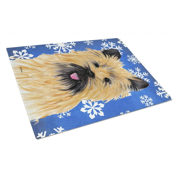 Carolines Treasures SC9375LCB Cairn Terrier Winter Snowflakes Holiday Glass Cutting Board Large, 12H x 16W, multicolor