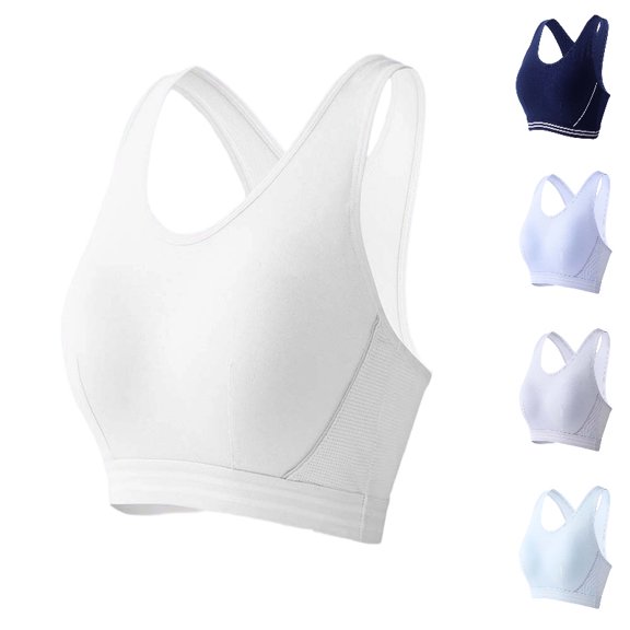 HXWCHs Supportive Sports Bras for Seamless Racerback Girls Training Bra No Underwire Breathable Comfortable Bralette Size: 14-15Years White