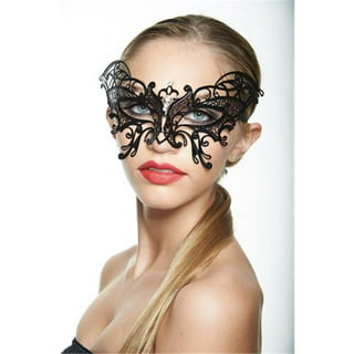 1pc Women's Black Butterfly Metal Masquerade Mask With Rhinestone