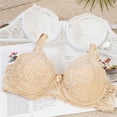 thumbnail image 3 of Sarapandan 3/4 Cup Lace Push Up Bras Pure Color Lace Floral Breathable Adjustable Straps Underwire Cups Bra for Women Skin Color 38/85C, 3 of 5